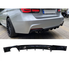 Дифузор накладка заднього бампера M-Performance BMW 3 series F30 2012-2018 під одну подвійну вихлопну трубу ГЛЯНЦЕВИЙ 00----