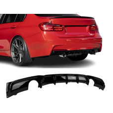 Дифузор накладка заднього бампера M-Performance BMW 3 series F30 2012-2018 під дві одинарні вихлопні труби ГЛЯНЦЕВИЙ 0---0
