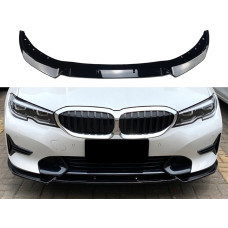 Накладка переднього бампера BMW 3 series G20 G21 2018-2022 ABS пластик, колір чорний глянець