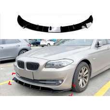 Спідниця накладка переднього бампера BMW 5 series F10 F11 2010-2013 ABS пластик, колір чорний глянець