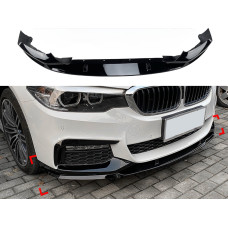 Спідниця накладка переднього бампера спідниця M performance BMW 5 series G30 G31 2016-2020 ABS пластик, чорний глянець