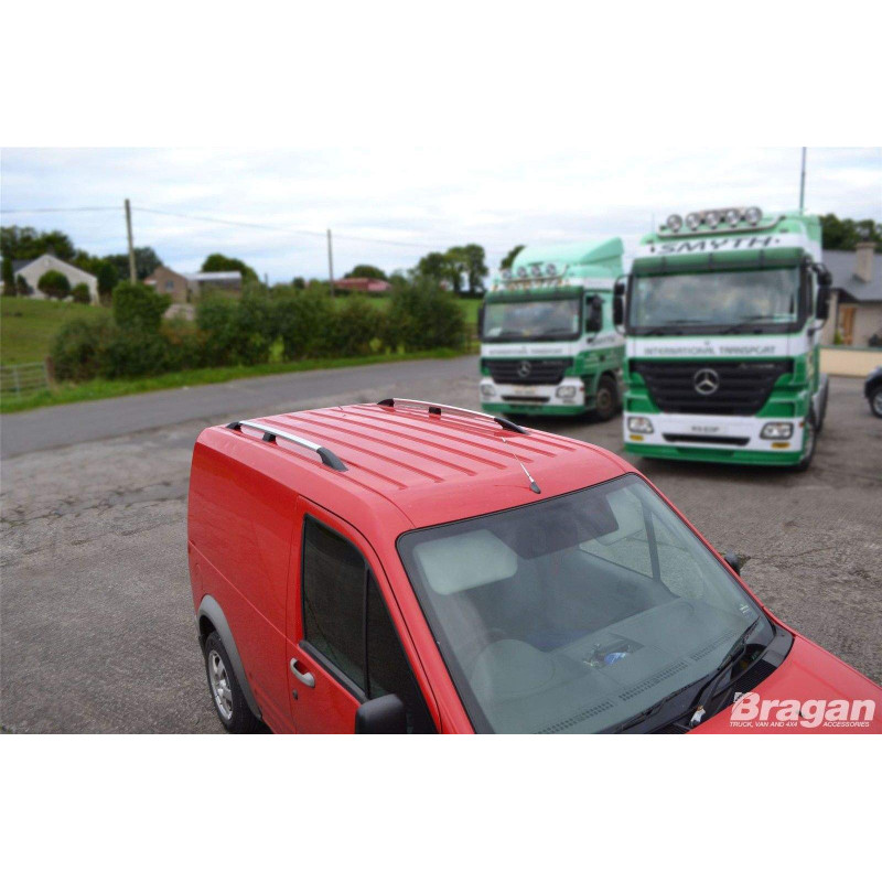 Рейлінги на дах із пластиковими кріпленнями Ford Transit Connect / Tourneo 2004-2014 КОРОТКА БАЗА, під хром (полірований алюміній)
