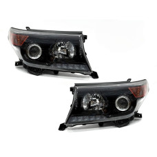 Фари рестайлінг Toyota Land Cruiser 200 2007- 2015 BROWNSTONE чорні 2007-2015 2шт.