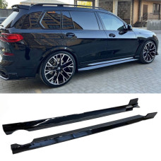 Леза під пороги M-Performance BMW X7 G07 2019 - 2 шт. чорний глянець, ДОВГІ ЦІЛЬНІ