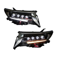 Led фари 4 лінзи стиль BUGATTI для Toyota Land Cruiser Prado 150 рестайлінг 2018-2023