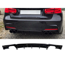 Дифузор накладка заднього бампера M-Performance BMW 3 series F30 2012-2018 під дві подвійні вихлопні труби ГЛЯНЦЕВИЙ 00--00