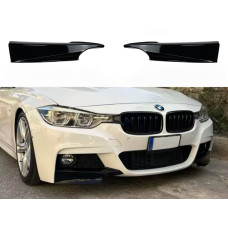 Накладки ікла переднього бампера M performance BMW 3 series F30 F31 2012-2018 абс пластик, чорний глянець