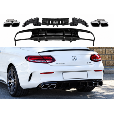 Дифузор заднього бампера з насадками труб AMG63 Mercedes C205 Coupe 2015-2022