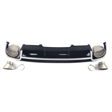 Дифузор ( заднього бампера ) Black Silver / Chrome Pipe ( в стилі RS4 ) на Audi A4 B9 2015-2019 року
