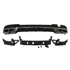 Дифузор ( заднього бампера ) Chrome Black / Chrome Pipe ( стиль AMG E63 ) на Mercedes-Benz E-Class W212 2013-2016 року