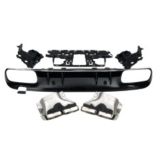 Дифузор ( заднього бампера ) Chrome Black / Chrome Pipe ( стиль C63 S ) Sedan на Mercedes-Benz C-Class W205 2018-2021 року