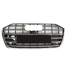Решітка радіатора Chrome Black ( в стилі S6 під камеру без радарів ) на Audi A6 C8 2018-2022 року
