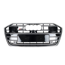 Решітка радіатора Chrome Black ( в стилі S6 під камеру та радари ) на Audi A6 C8 2018-2022 року