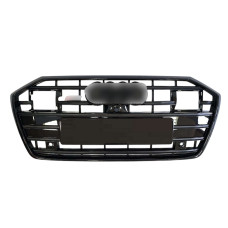 Решітка радіатора Full Black ( в стилі S6 під камеру та радари ) на Audi A6 C8 2018-2022 року
