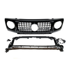 Решітка радіатора + рамки на фари GT Chrome Black на Mercedes-Benz G-Class W463 2018-2025 року