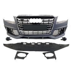 Передній бампер ( з решіткою в стилі W12 V1 ) на Audi A8 D4 2010-2014 року