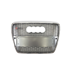 Решітка радіатора Silver Chrome ( в стилі RS6 ) під PDC на Audi A6 C6 2004-2011 року