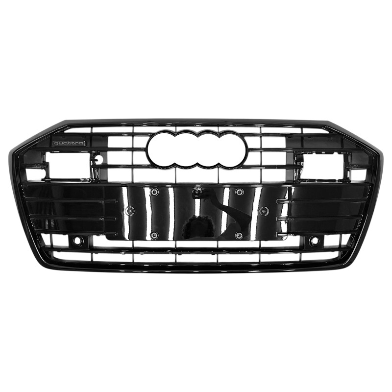 Решітка радіатора Full Black ( в стилі S6 під камеру та радари ) на Audi A6 C8 2