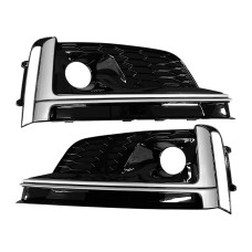Решітки в бампер Black / Silver ( стиль S5 під дистронік ) S-Line на Audi A5 B9 2016-2020 року