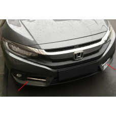 Накладки на противотуманки Carmos (2 шт. нерж) для Honda Civic Sedan X 2016-2021 рр