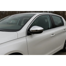 Накладки на дзеркала (2 шт нерж) Carmos - Турецька сталь для Peugeot 308 2014-2021 рр