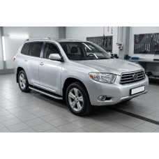 Бокові пороги Tayga Grey (2 шт., алюміній) для Toyota Highlander 2008-2013 рр