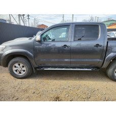 Бокові пороги Sunrise (2 шт. Алюміній) для Toyota Hilux 2006-2015 рр