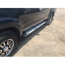 Бокові пороги Allmond Grey (2 шт., алюміній) для Toyota Hilux 2006-2015 рр