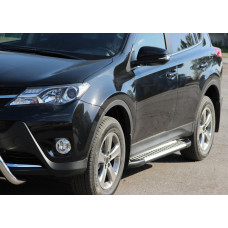 Бокові пороги Allmond Grey (2 шт. алюміній) для Toyota Rav 4 2013-2018 рр