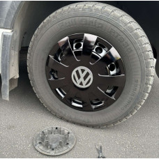 Ковпаки чорні ABS (1-катковий 4 шт) для Volkswagen Crafter 2006-2016 рр
