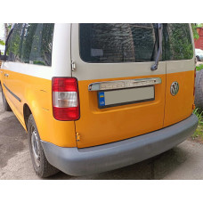 Накладка над номером (2 дверні нерж) Напис Caddy Carmos - Турецька сталь для Volkswagen Caddy 2010-2015 рр