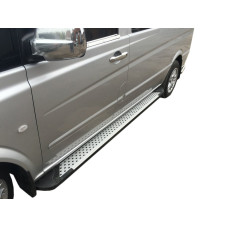 Бокові пороги Allmond Grey (2 шт. алюм.) Довга (ExtraLong) для мерседес Vito W639 2004-2014 рр
