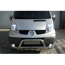 Кенгурятник WT003-4 (нерж.) З написом Renault для Renault Trafic 2001-2015 рр