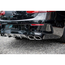 Задній дифузор Black з насадками Chrome (Дизайн AMG63) для мерседес E-class coupe C238 2016-2024 рр