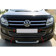 Накладки на передній бампер з посмішкою (3 шт нерж) для Volkswagen Amarok 2010-2022 рр