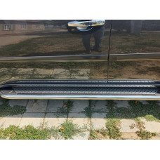 Бокові пороги Maydos V2 (2 шт., алюміній -2026 нерж) для Mitsubishi L200 2006-2015 рр