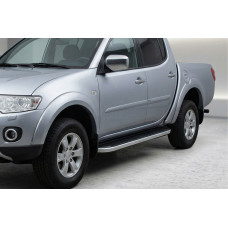Бокові пороги Tayga Grey (2 шт. алюміній) для Mitsubishi L200 2015-2024 рр