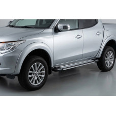 Бокові пороги Rainbow (2 шт. алюм) для Mitsubishi L200 2015-2024 рр