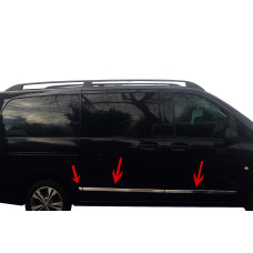 Молдинг дверний (6 частин, нержавійка) Довга, 1 бічні двері для мерседес Vito/V-class W447 2014- рр