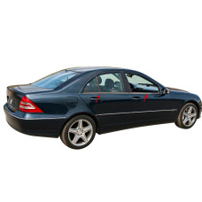 Окантовка стекол (нерж.) 4 шт, Sedan, Carmos - Турецька сталь для мерседес C-class W203 2000-2007 рр