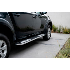Бокові пороги Tayga V2 (2 шт. алюміній) для Mitsubishi L200 2006-2015 рр