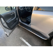 Бокові пороги OEM V1A (2 шт алюміній) для Toyota Rav 4 2019- рр