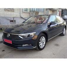 Накладки на передній бампер (2015-2018 3 шт нерж) OmsaLine - Італійська нержавійка для Volkswagen Passat B8 рр