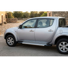Бокові пороги New Vision Grey (2 шт. алюміній) для Mitsubishi L200 2006-2015 рр