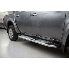 Бокові пороги Mevsim Grey (2 шт. Алюміній) для Mitsubishi L200 2006-2015 рр