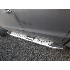 Бокові пороги Mevsim Grey (2 шт., Алюміній) для Volkswagen Amarok 2010-2022 рр