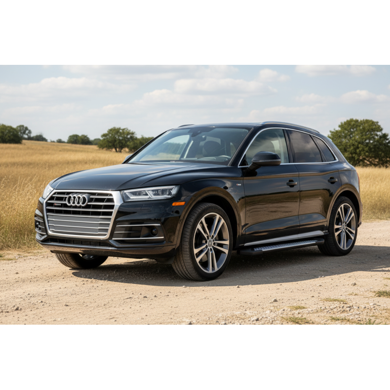 Бокові пороги Allmond Grey (2 шт., Алюміній) для Ауди Q5 2017-2025 рр