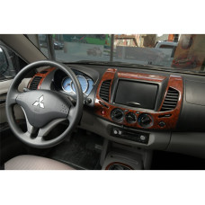 Накладки на панель (13 деталей) Дерево для Mitsubishi L200 2006-2015 рр