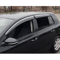 Вітровики з хромованим молдингом HB (4 шт. Sunplex Chrome) для Volkswagen Golf 6 2008-2014 рр