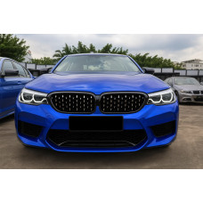 Ніздрі Diamond Silver V2 (2017-2020, Чорна окантовка) для бмв 5 серія G30/G31 рр